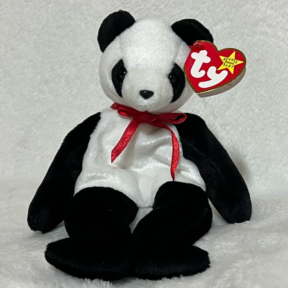 NWT Rare Errors Tag Ty Beanie Baby "Fortune" Panda Bear Retired 1997/1998 Plush - Picture 1 of 9
